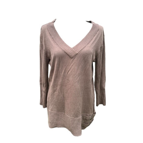 Women’s V-Neck Knit Sweater in Taupe by Style & Company size XL - Picture 1 of 4